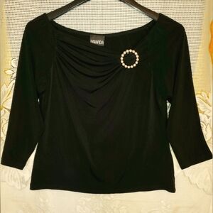 EUC Baranda Cowl Neck Blouse With Brooch
